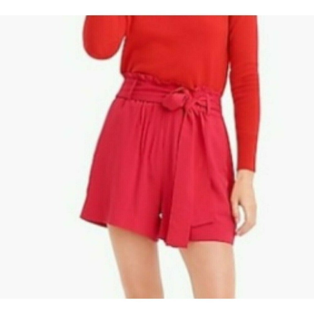 J. Crew Women's Paperbag Shorts Red Tie Waist Sash Pull-On Fashion Chic Size M - Picture 13 of 13